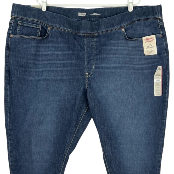 Signature Levi Strauss Women Blue Pull-On Super Skinny Jeans Sz 28L Stretch NWT - Picture 3 of 11
